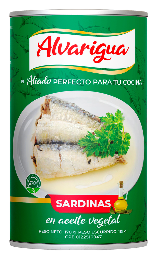 SARDINAS ALVARIGUA EN ACEITE VEGETAL 24X170G (E)