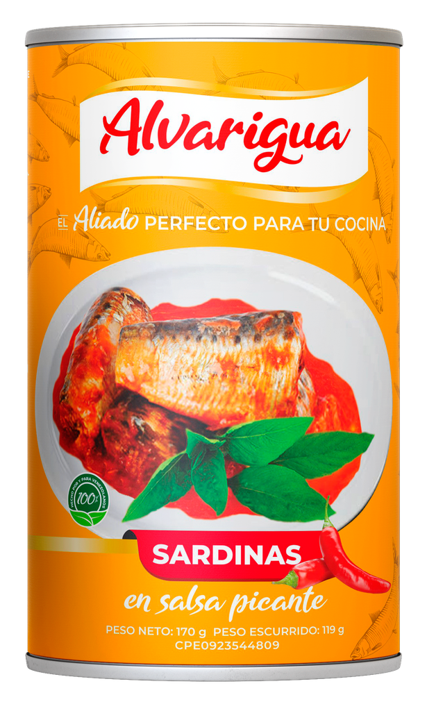 SARDINAS ALVARIGUA EN SALSA PICANTE 24X170G (E)